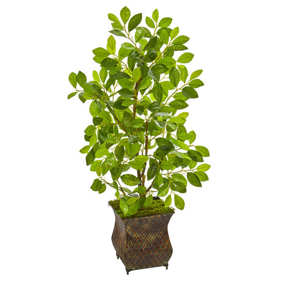 35" Ficus Artificial Tree in Decorative Metal Planter