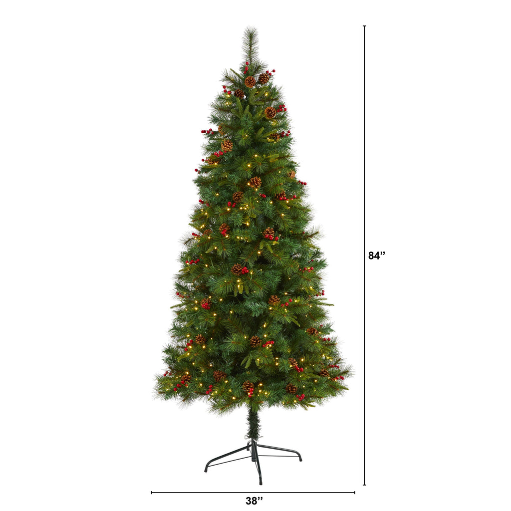 7' Mixed Pine Artificial Christmas Tree w/ 350 Clear LED Lights