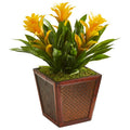Triple Bromeliad Artificial Plant in Decorative Planter