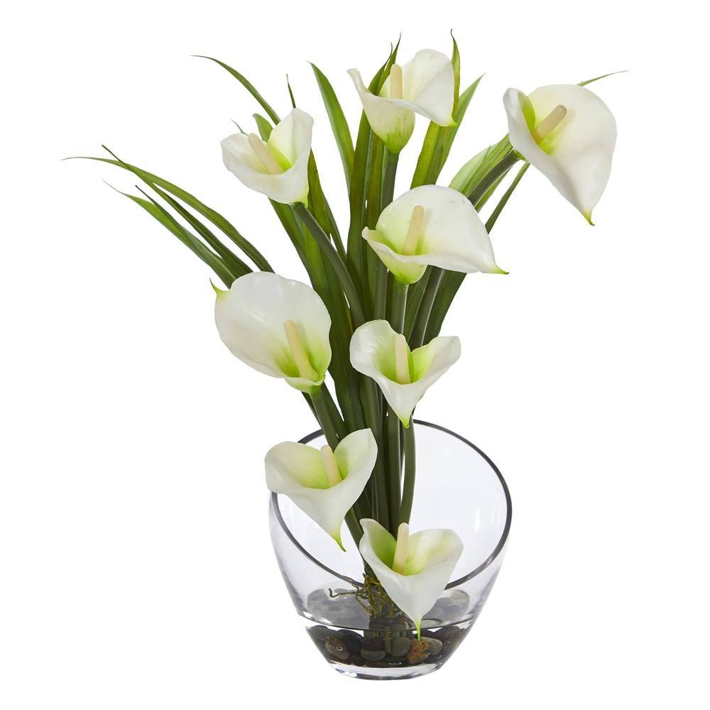 15.5"  Calla Lily and Grass Artificial Arrangement in Vase