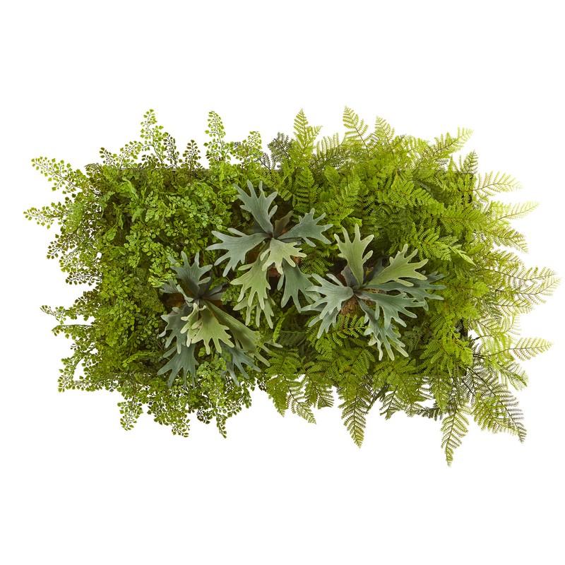 38 x 23"  Staghorn and Fern Artificial Living Wall
