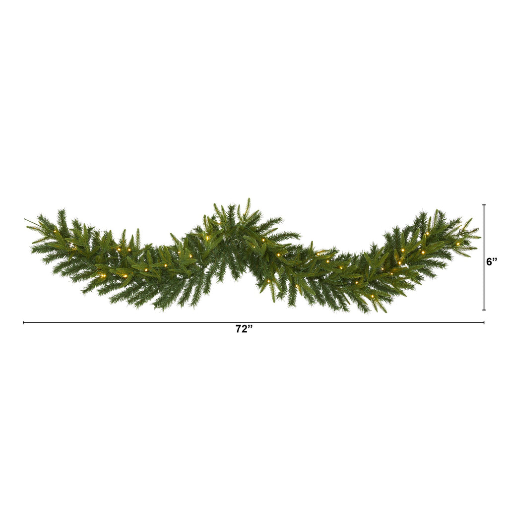 6' Green Pine Artificial Christmas Garland with 35 Clear LED Lights