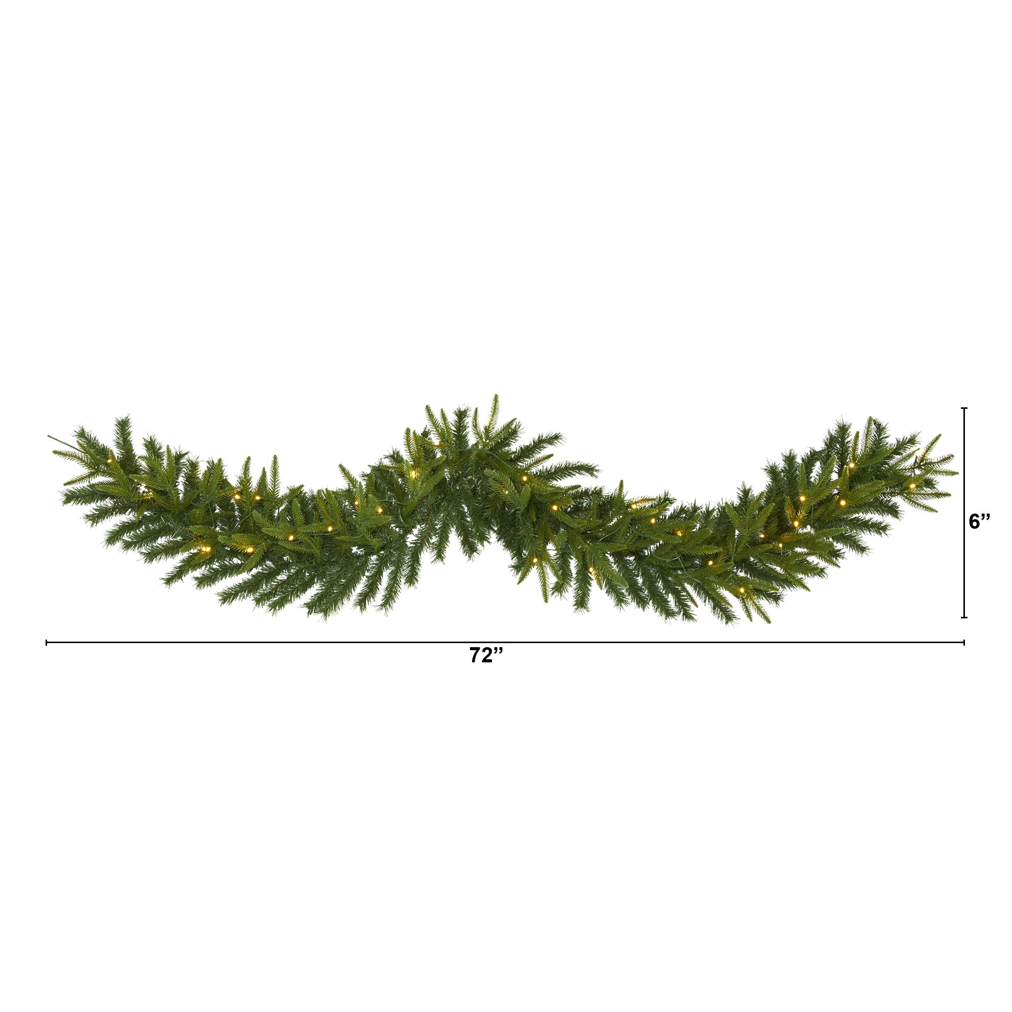 6' Green Pine Artificial Christmas Garland with 35 Clear LED Lights