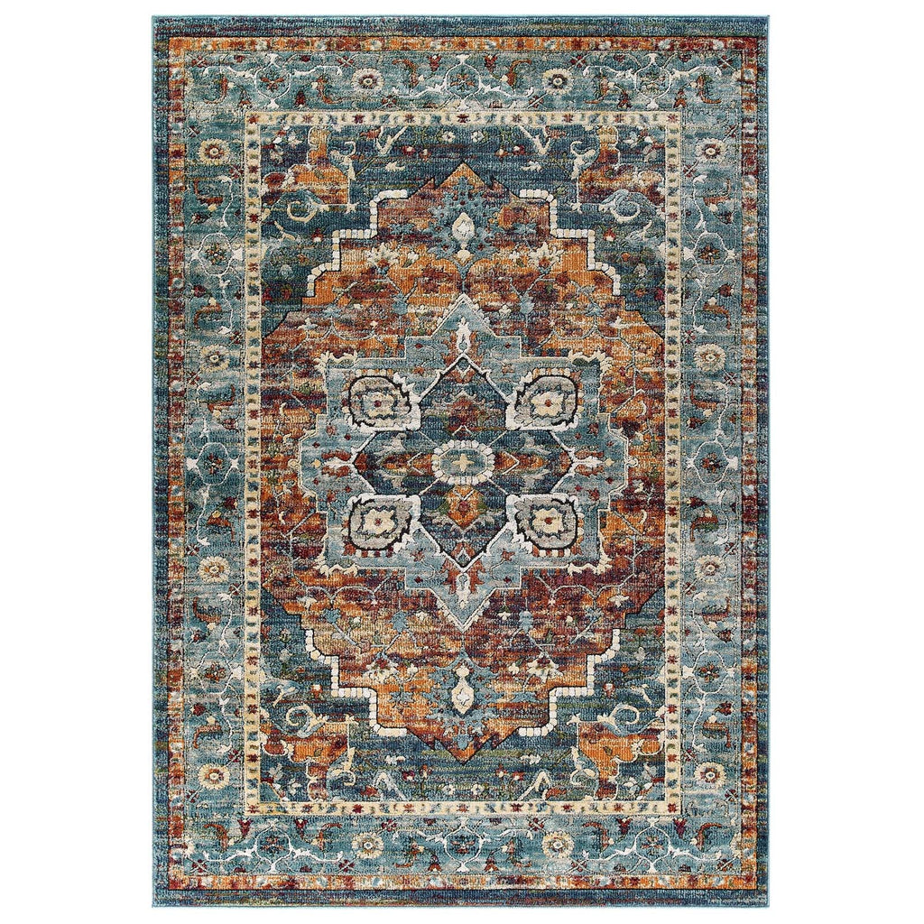 Tribute Diantha Distressed Vintage Floral Vintage Medallion 5x8 Area Rug by Modway