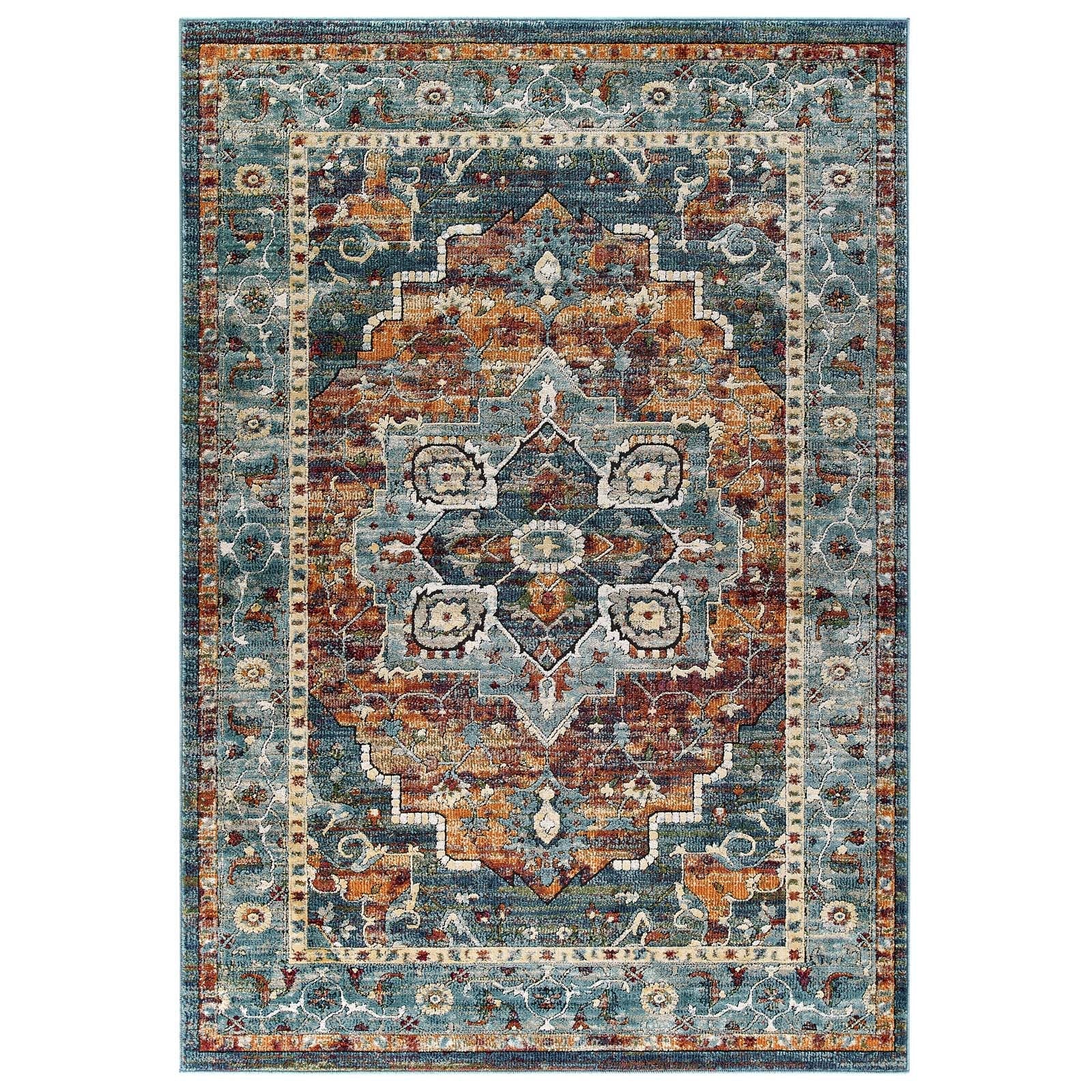 Tribute Diantha Distressed Vintage Floral Vintage Medallion 5x8 Area Rug by Modway