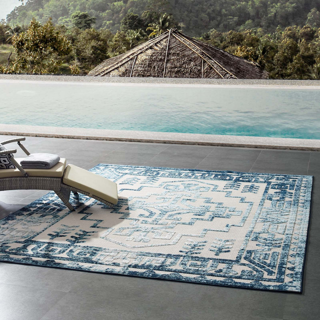 Reflect Nyssa Distressed Geometric Southwestern Aztec 8x10 Indoor/Outdoor Area Rug by Modway