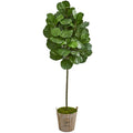 6.5' Fiddle Leaf Artificial Tree in Farmhouse Planter