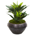 21"  Agave Artificial Plant in Metal Bowl