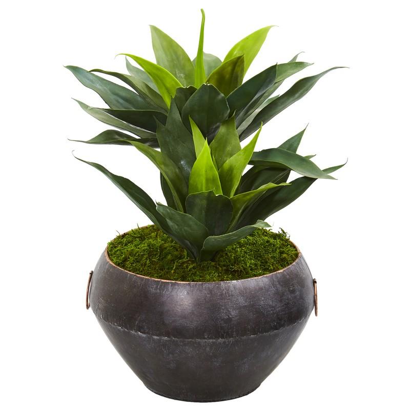 21"  Agave Artificial Plant in Metal Bowl