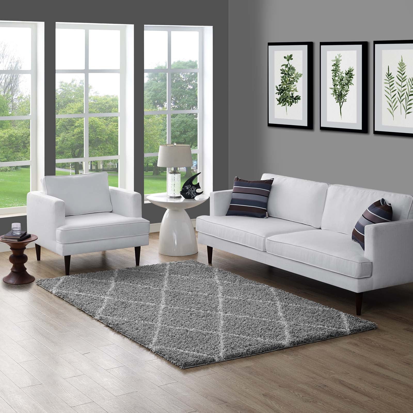 Toryn Diamond Lattice 5x8 Shag Area Rug by Modway