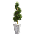 6' Cypress Spiral Artificial Tree in Cement Planter UV Resistant
