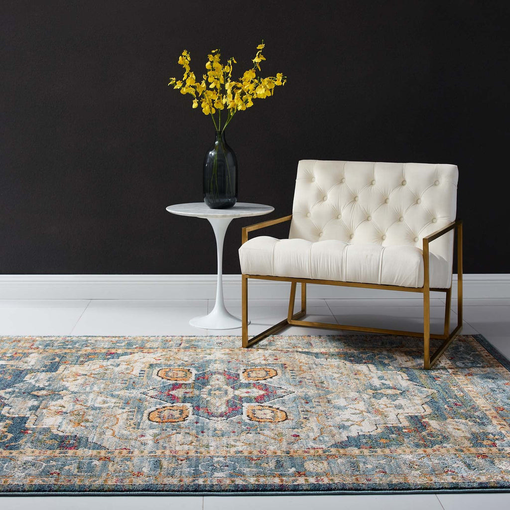 Tribute Diantha Distressed Vintage Floral Vintage Medallion 5x8 Area Rug by Modway