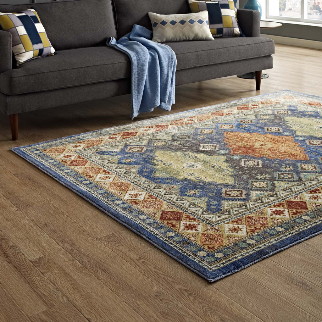 Atzi Distressed Southwestern Diamond Floral 5x8 Area Rug by Modway