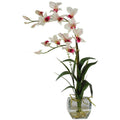 Dendrobium w/Glass Vase Silk Flower Arrangement