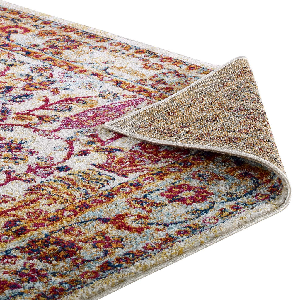 Entourage Jessa Distressed Vintage Floral Lattice 8x10 Area Rug by Modway