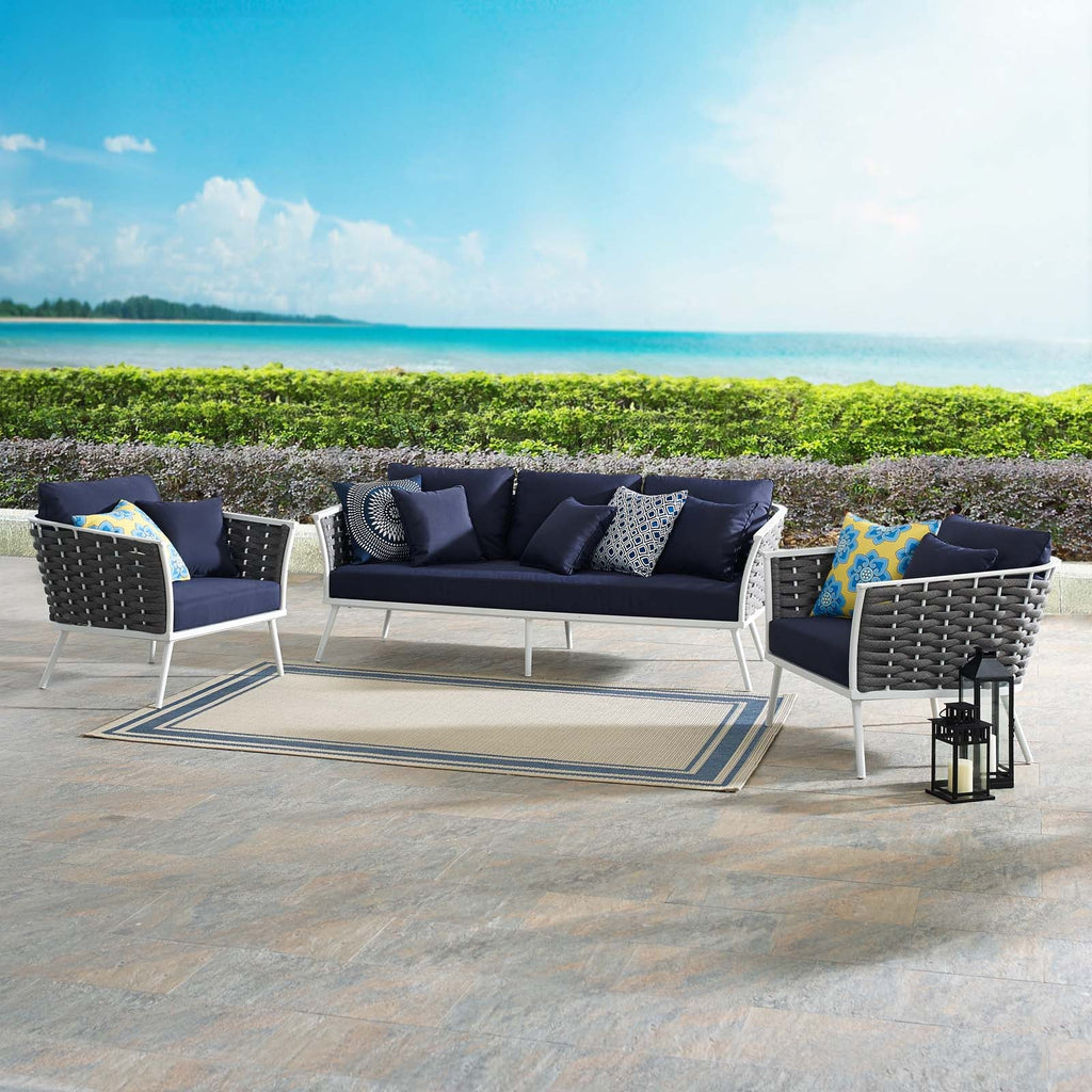 Stance 3 Piece Outdoor Patio Aluminum Sectional Sofa Set by Modway