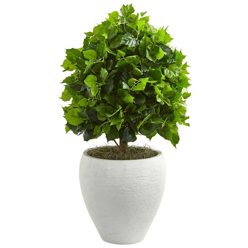 2.5" Ficus Artificial Tree in White Planter