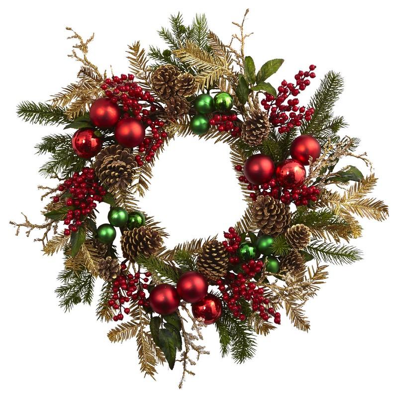 24"  Ornament, Pine & Pine cone  Wreath