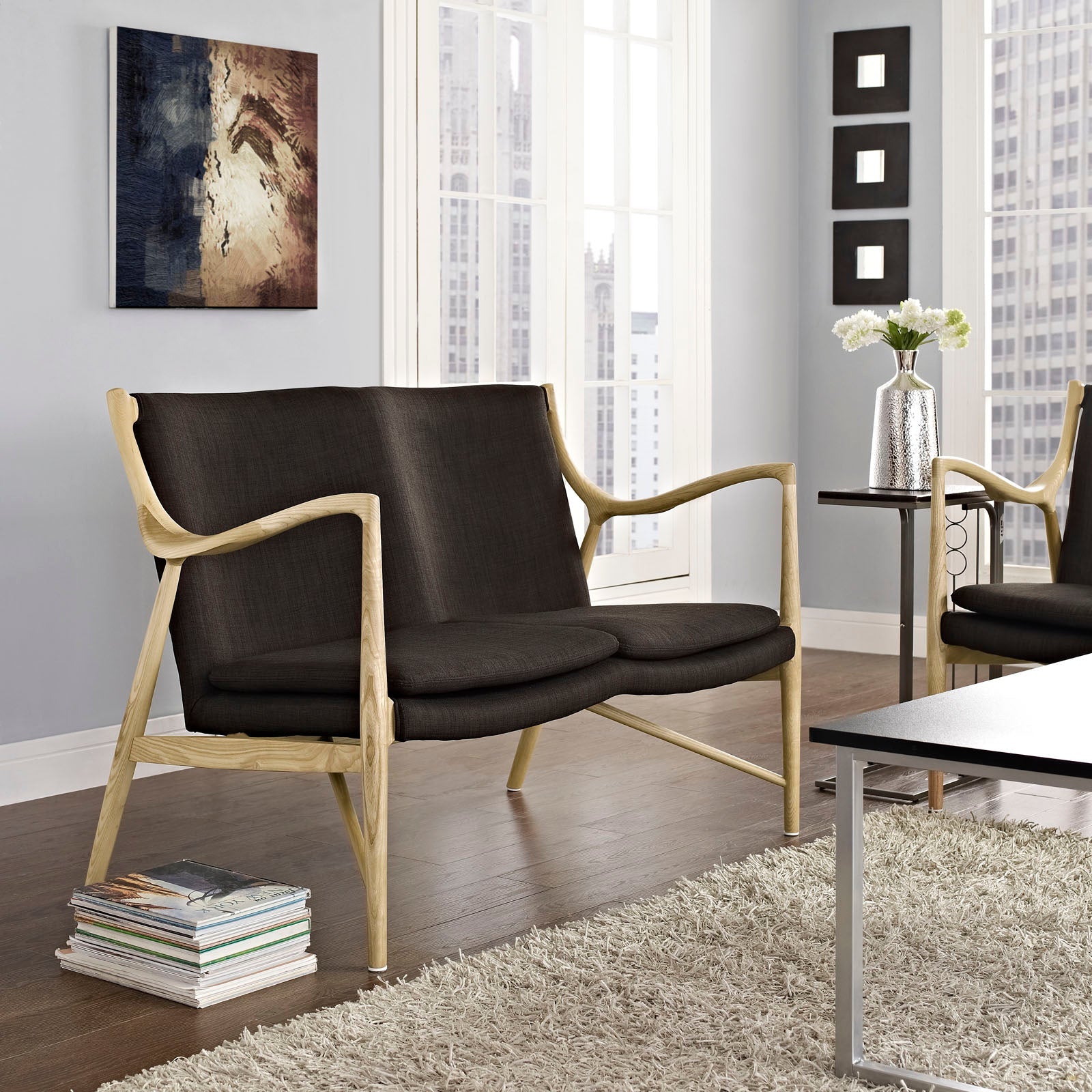 Makeshift Upholstered Fabric Loveseat by Modway