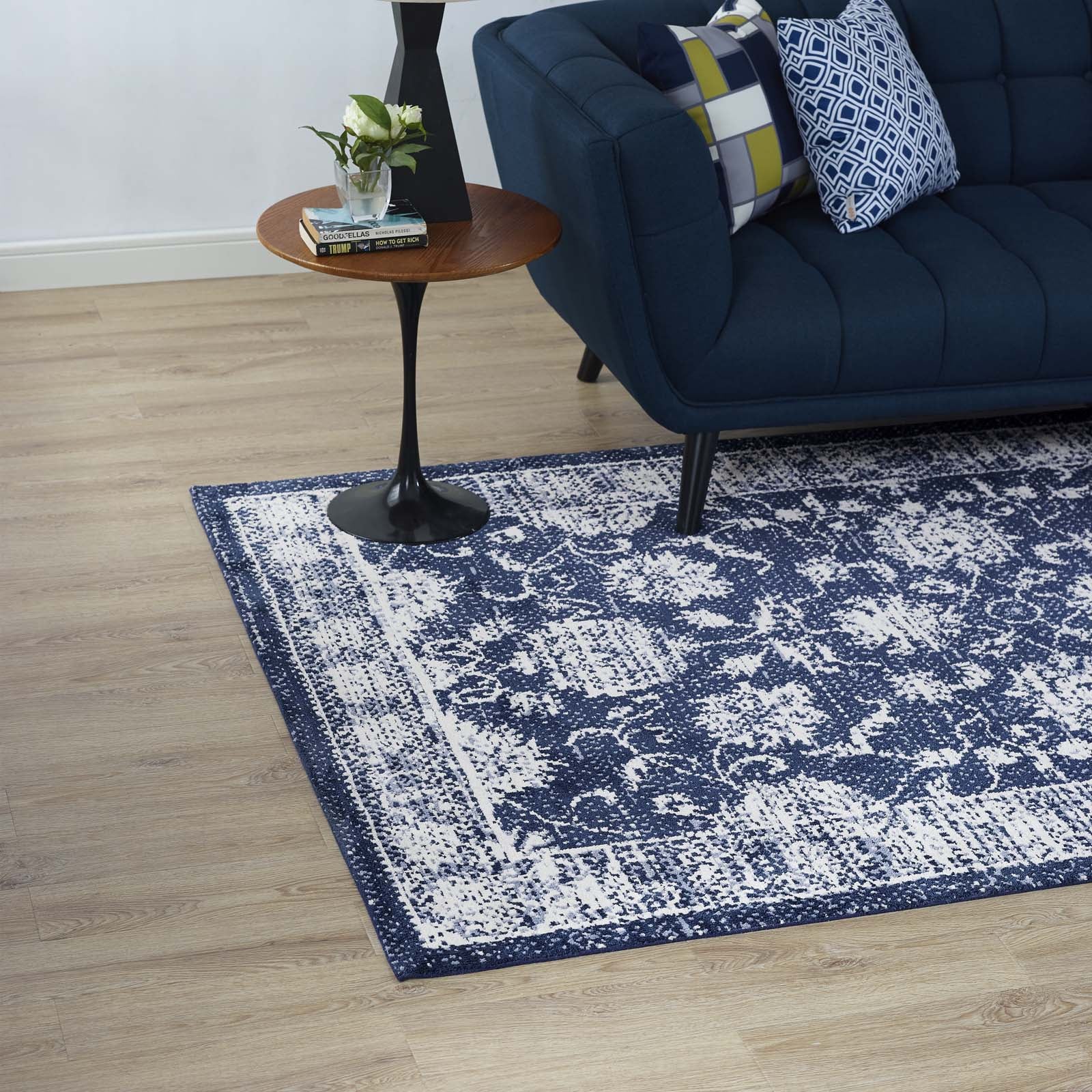 Kazia Distressed Floral Lattice 5x8 Area Rug by Modway