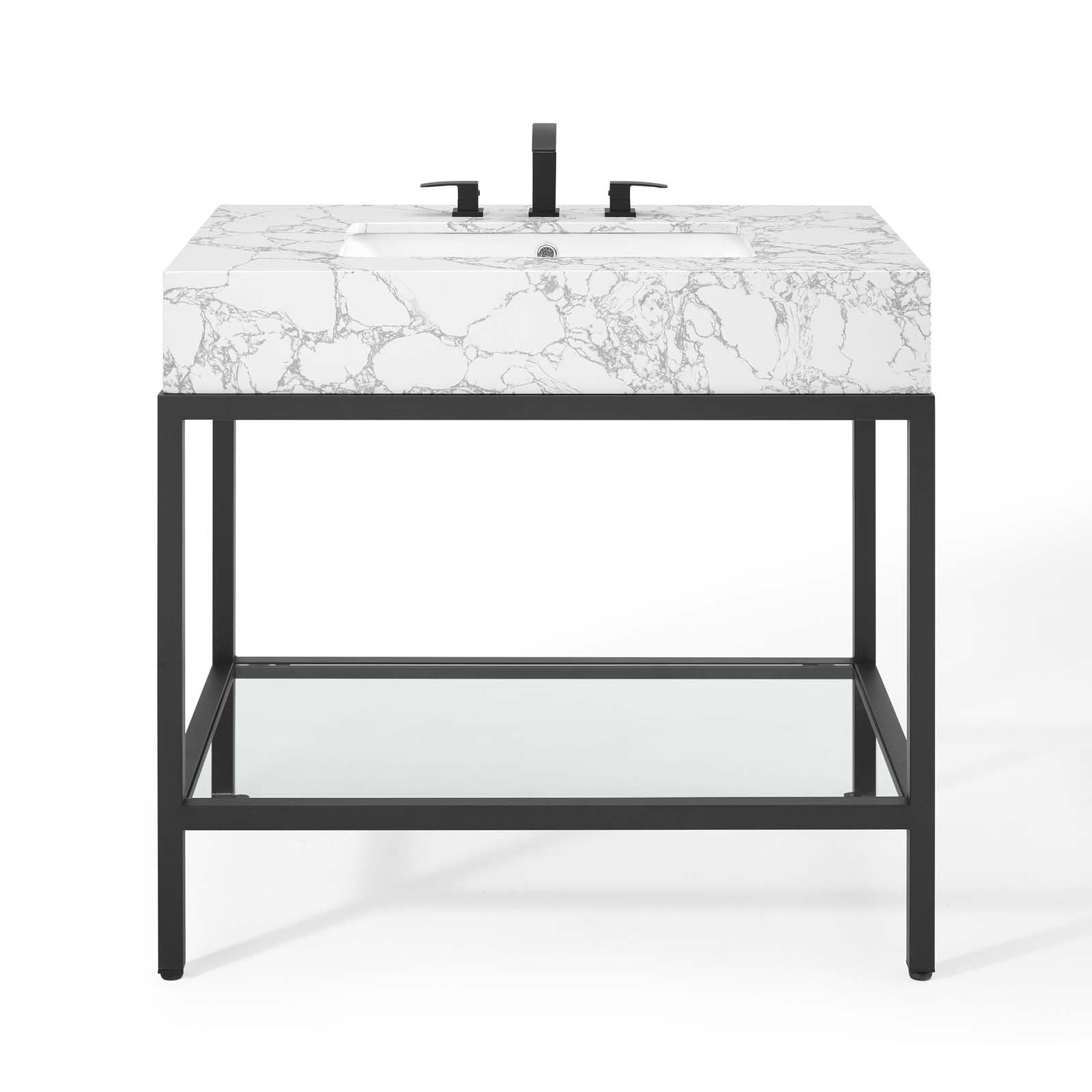Kingsley 36" Black Stainless Steel Bathroom Vanity by Modway