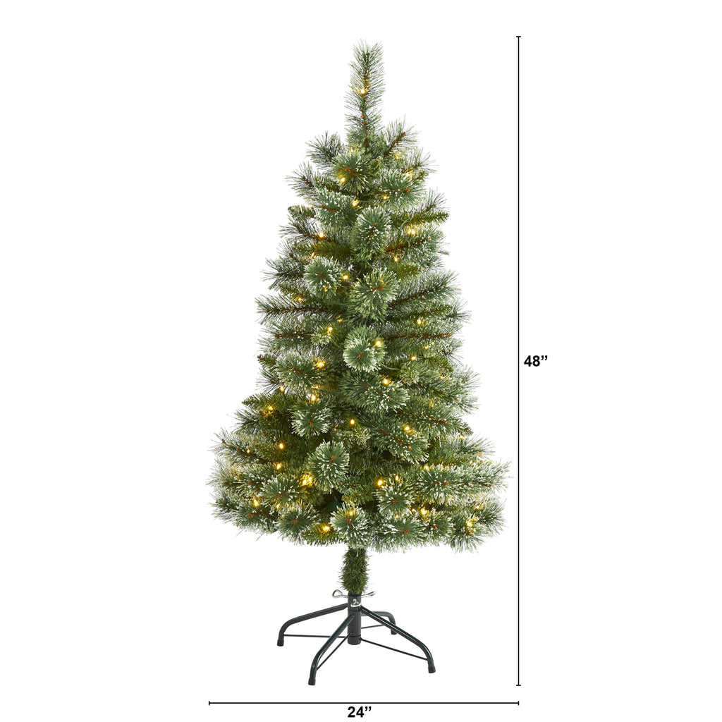 4' Wisconsin Slim Snow Tip Pine Artificial Christmas Tree w/ 100 Clear LED Light