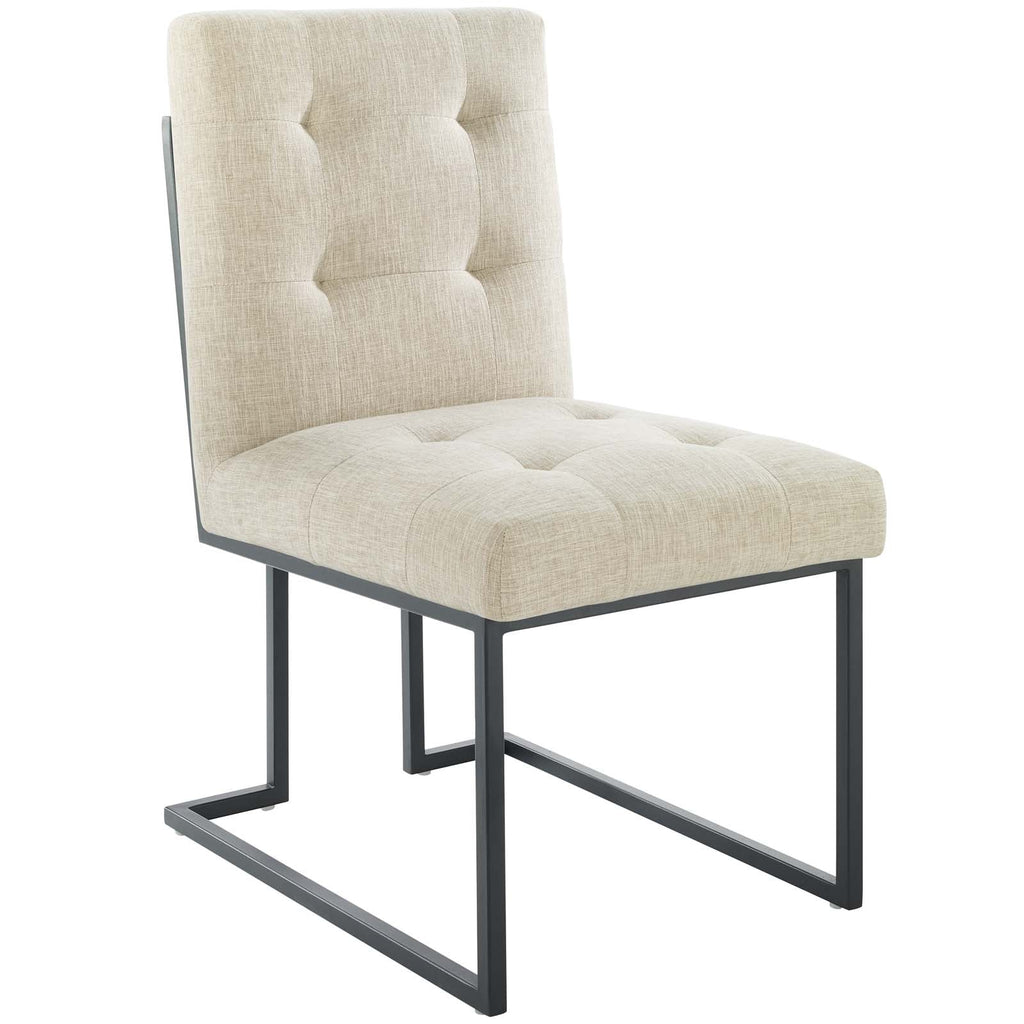 Privy Black Stainless Steel Upholstered Fabric Dining Chair Set of 2 by Modway