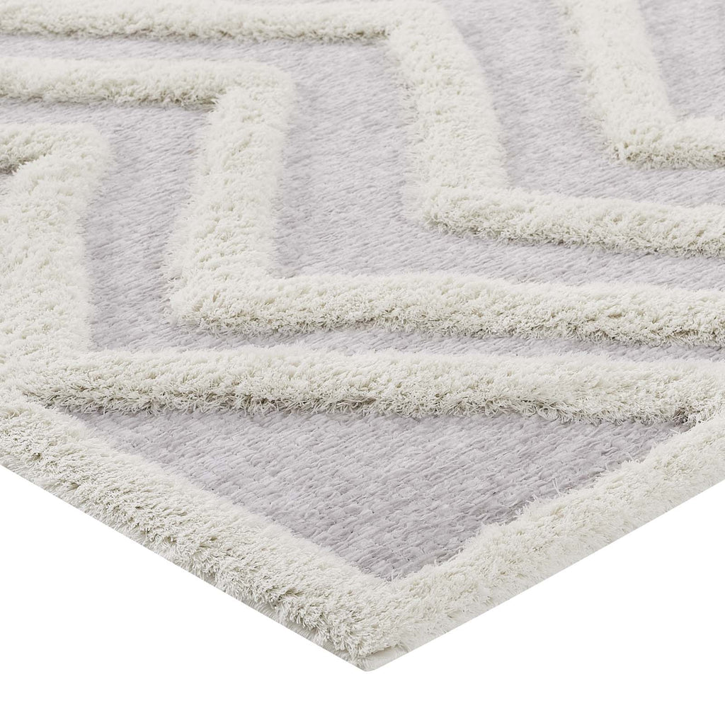 Whimsical Pathway Abstract Chevron Shag 5x8 Area Rug by Modway