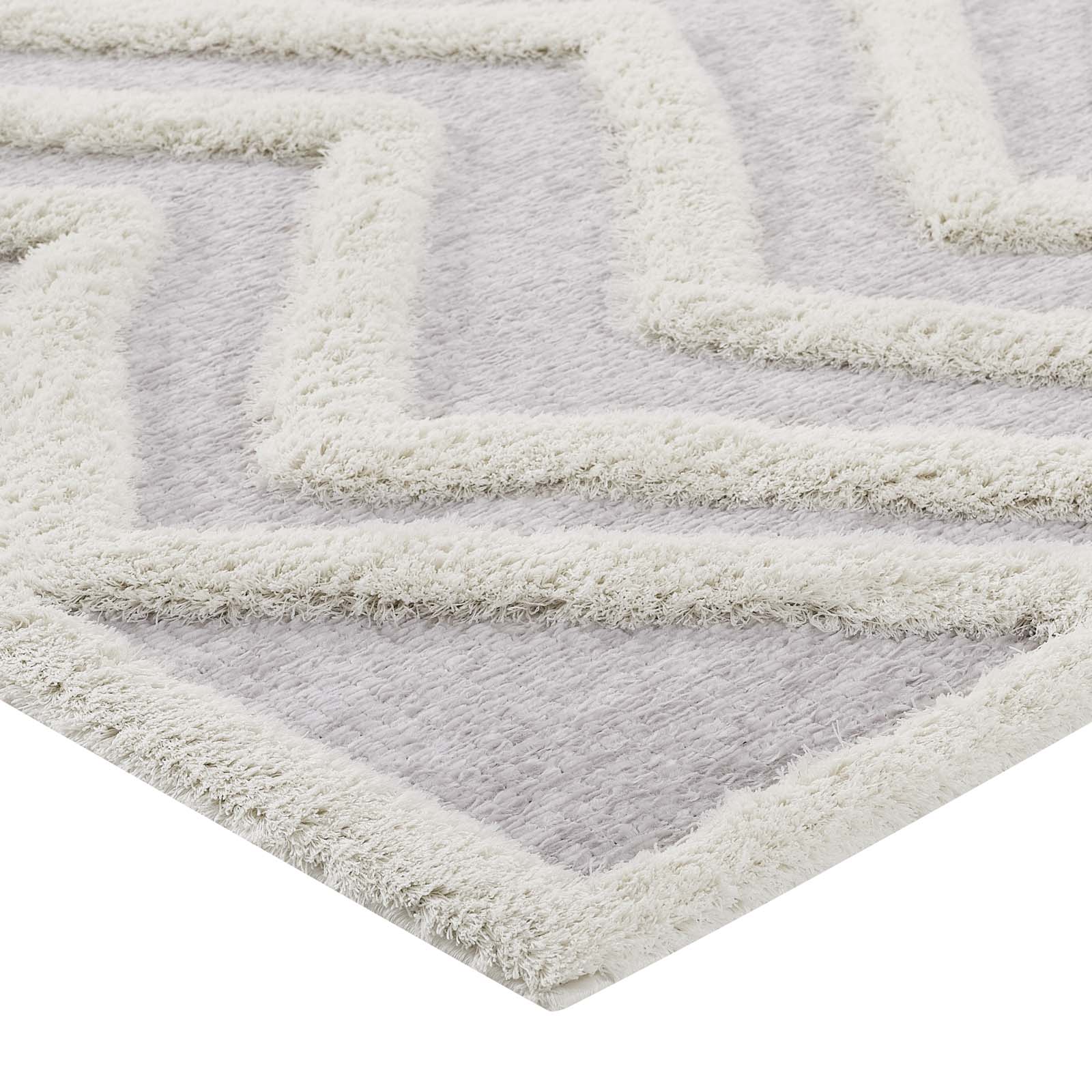 Whimsical Pathway Abstract Chevron Shag 5x8 Area Rug by Modway