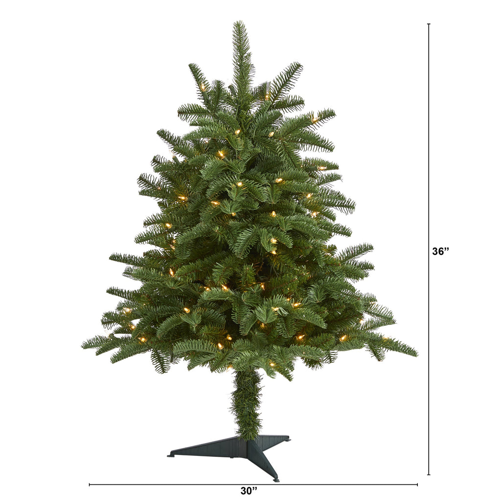 3' South Carolina Spruce Artificial Christmas Tree w/ 100 White Warm Light