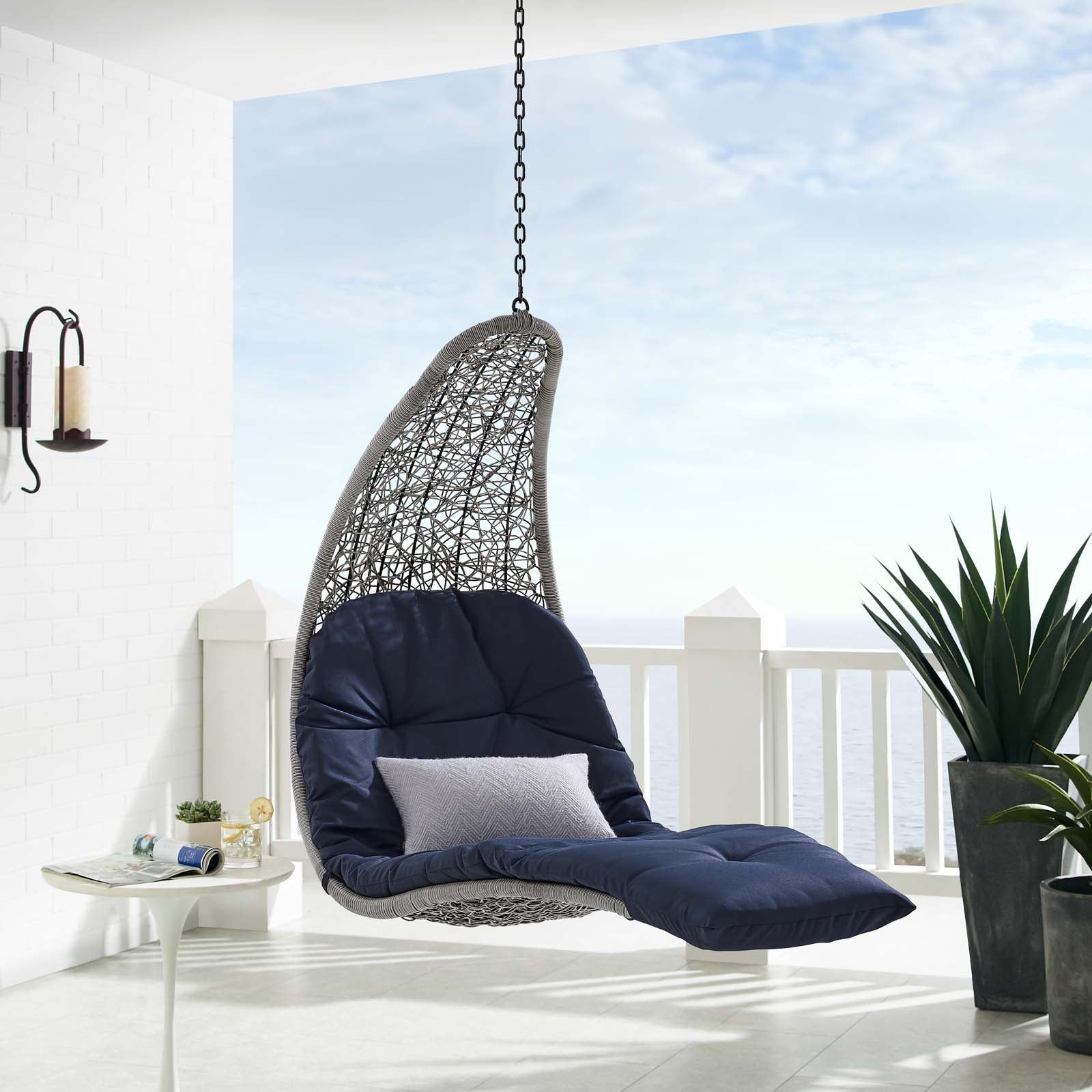 Landscape Hanging Chaise Lounge Outdoor Patio Swing Chair by Modway