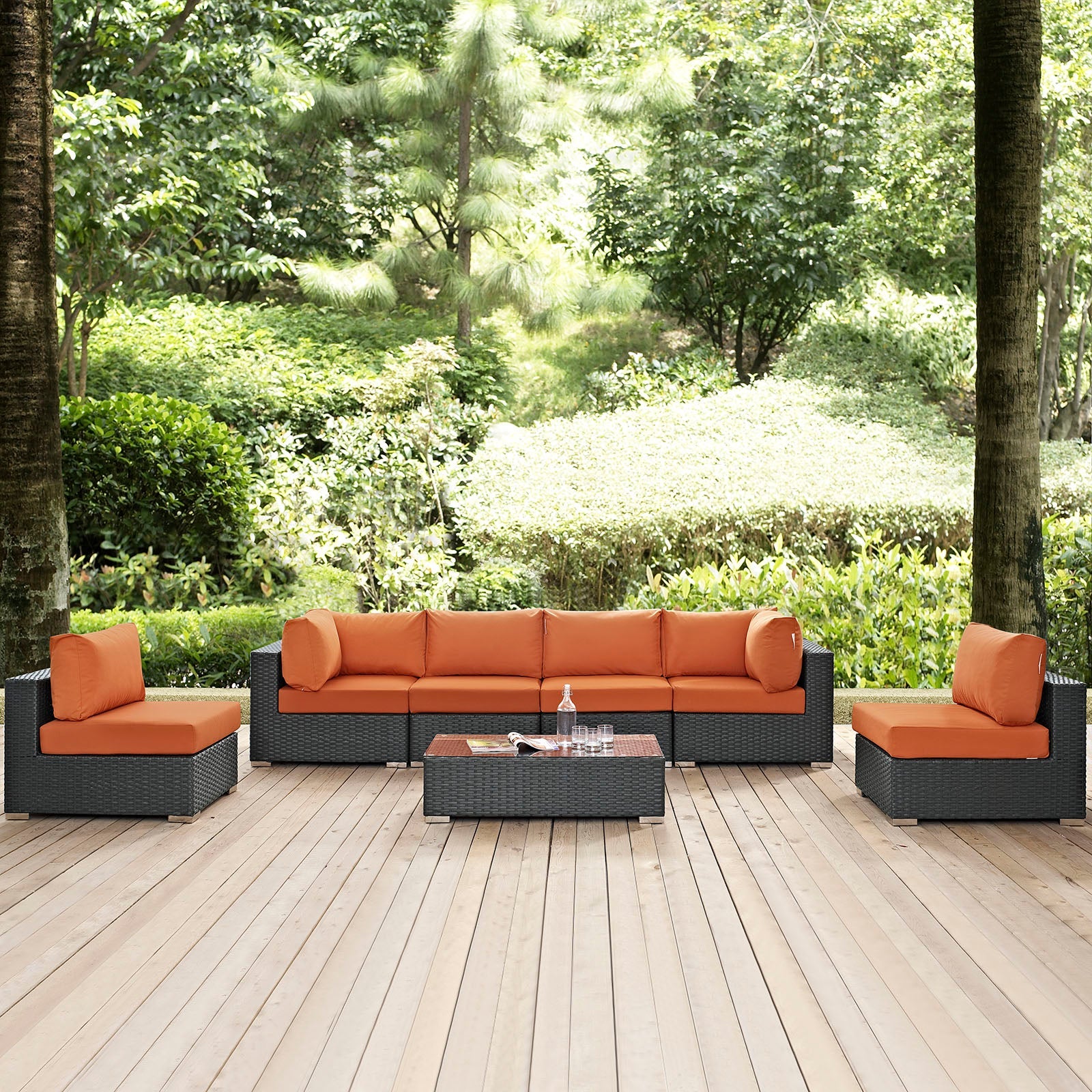 Sojourn 7 Piece Outdoor Patio Sunbrella¨ Sectional Set by Modway