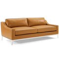 Harness 83.5" Stainless Steel Base Leather Sofa by Modway