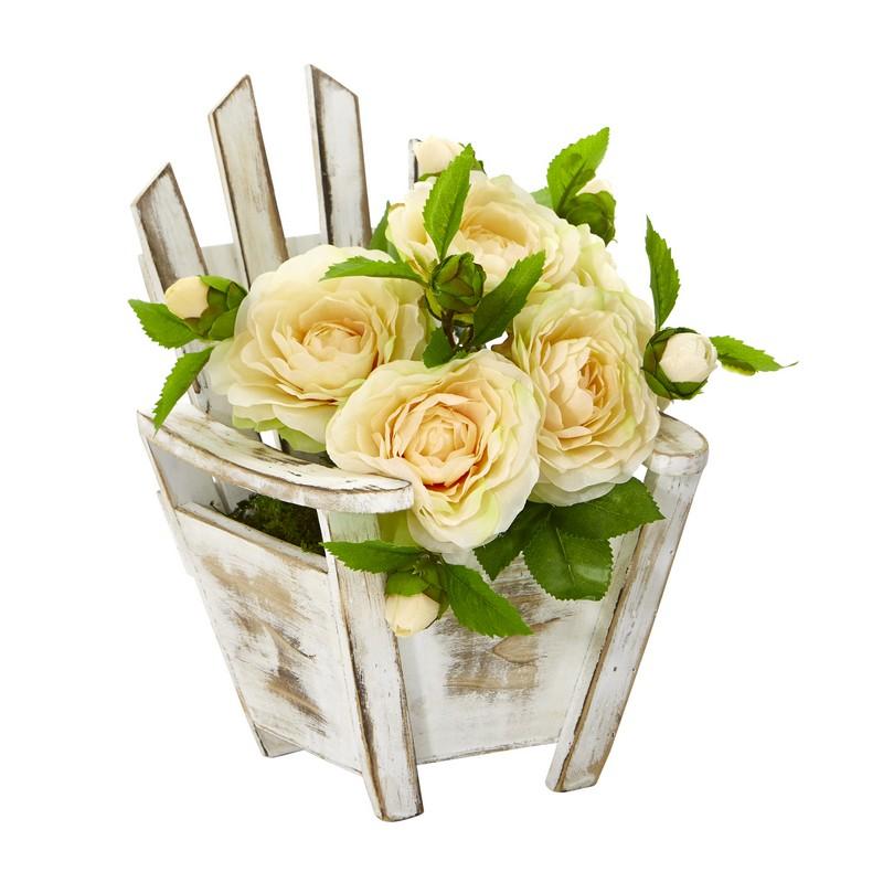 9"  Camellia Artificial Arrangement in Chair Planter