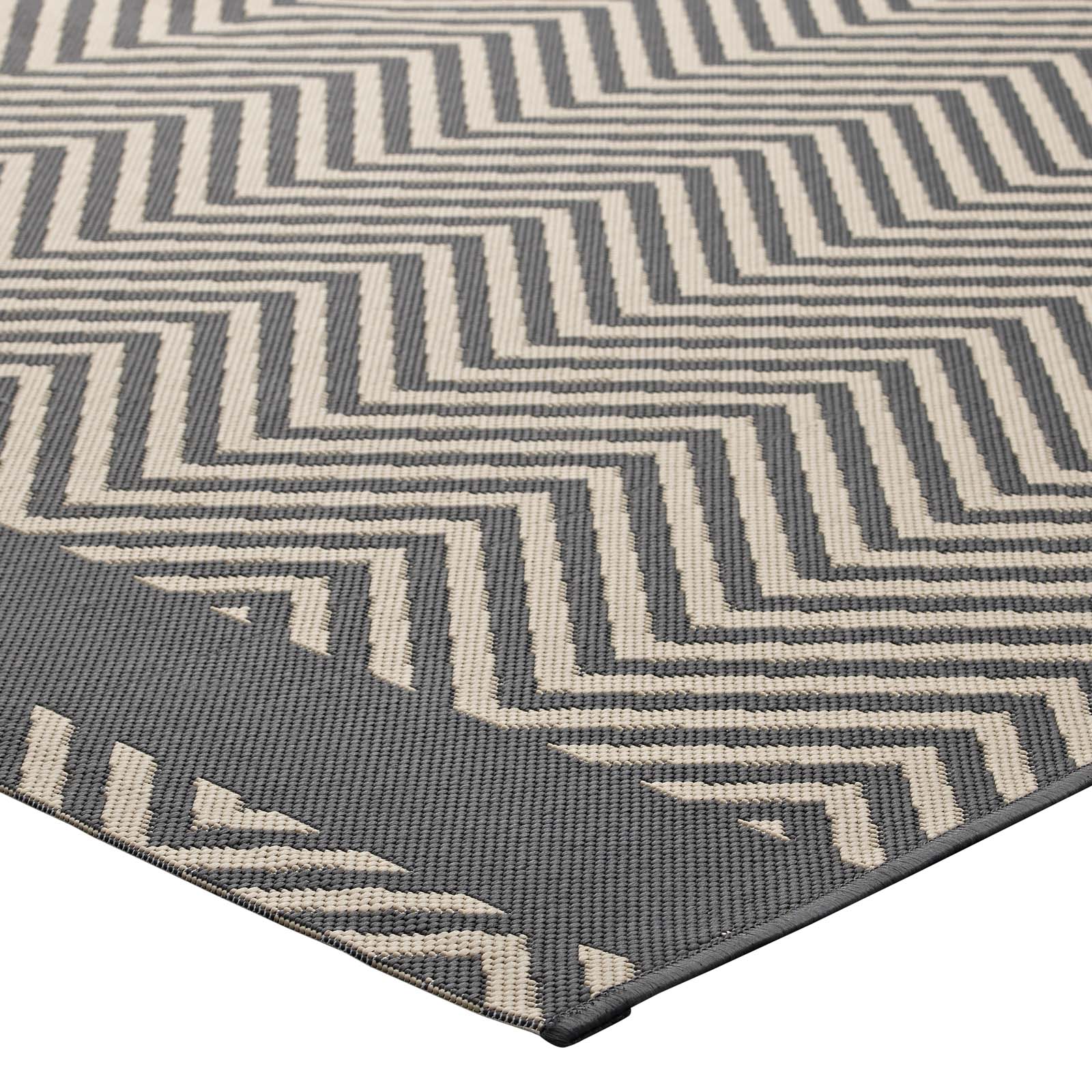 Optica Chevron With End Borders Indoor and Outdoor 5x8 Area Rug by Modway