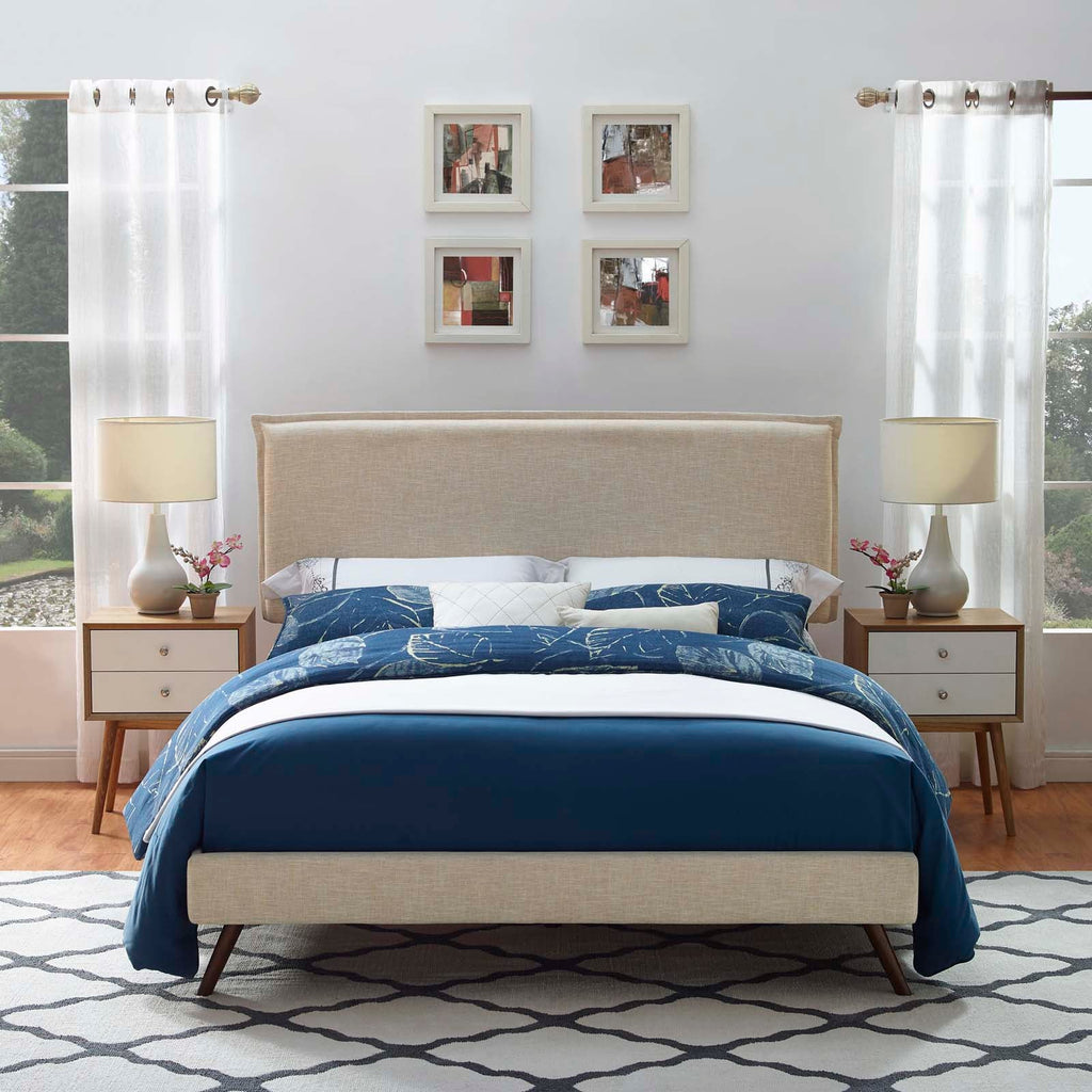 Amaris Fabric Queen Platform Bed with Round Splayed Legs by Modway