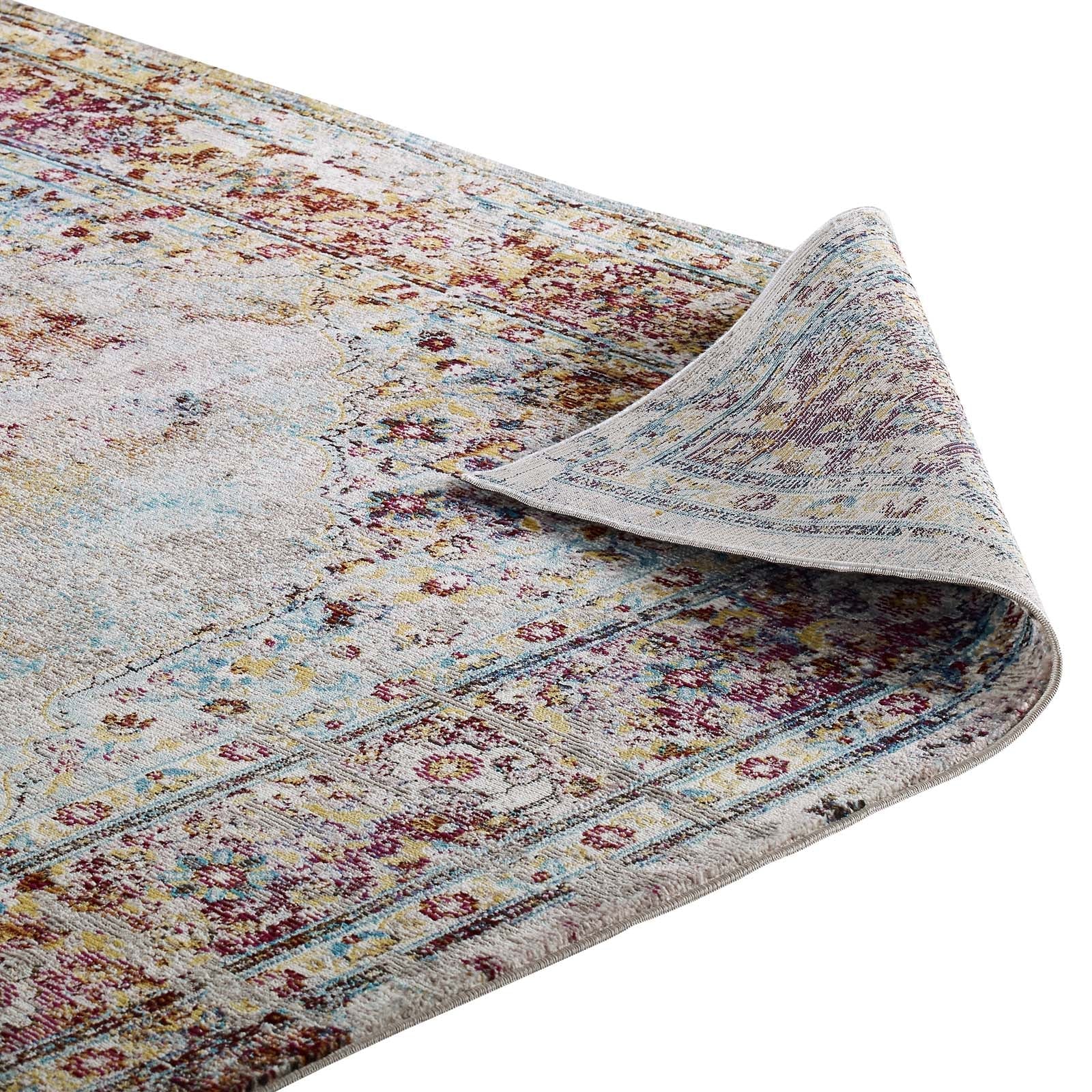 Success Merritt Transitional Distressed Floral Vintage Medallion 5x8 Area Rug by Modway