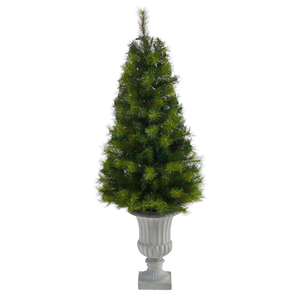 4.5' Green Valley Pine Artificial Christmas Tree w/ 100 Warm White LED Lights