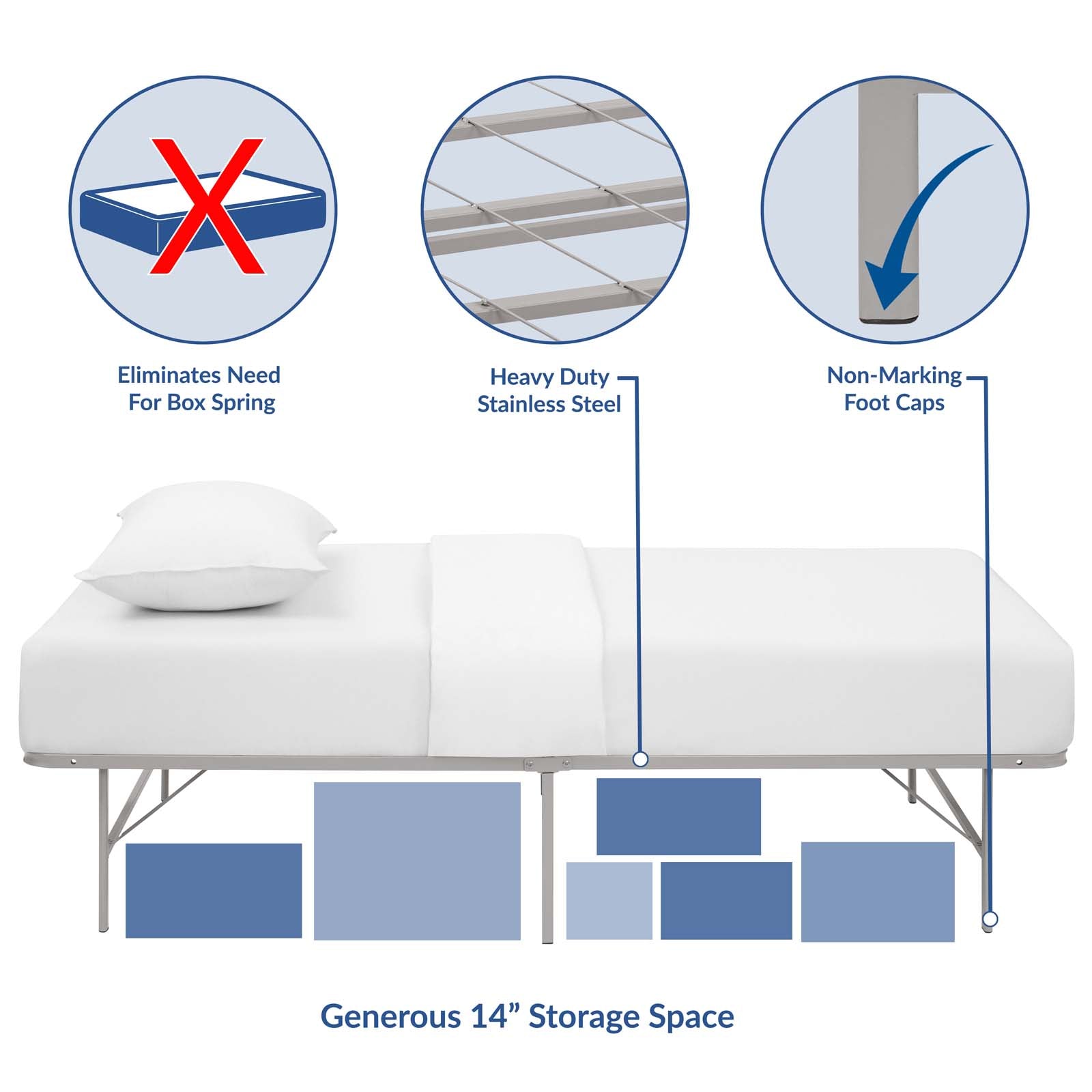 Horizon Stainless Steel Twin Bed Frame by Modway