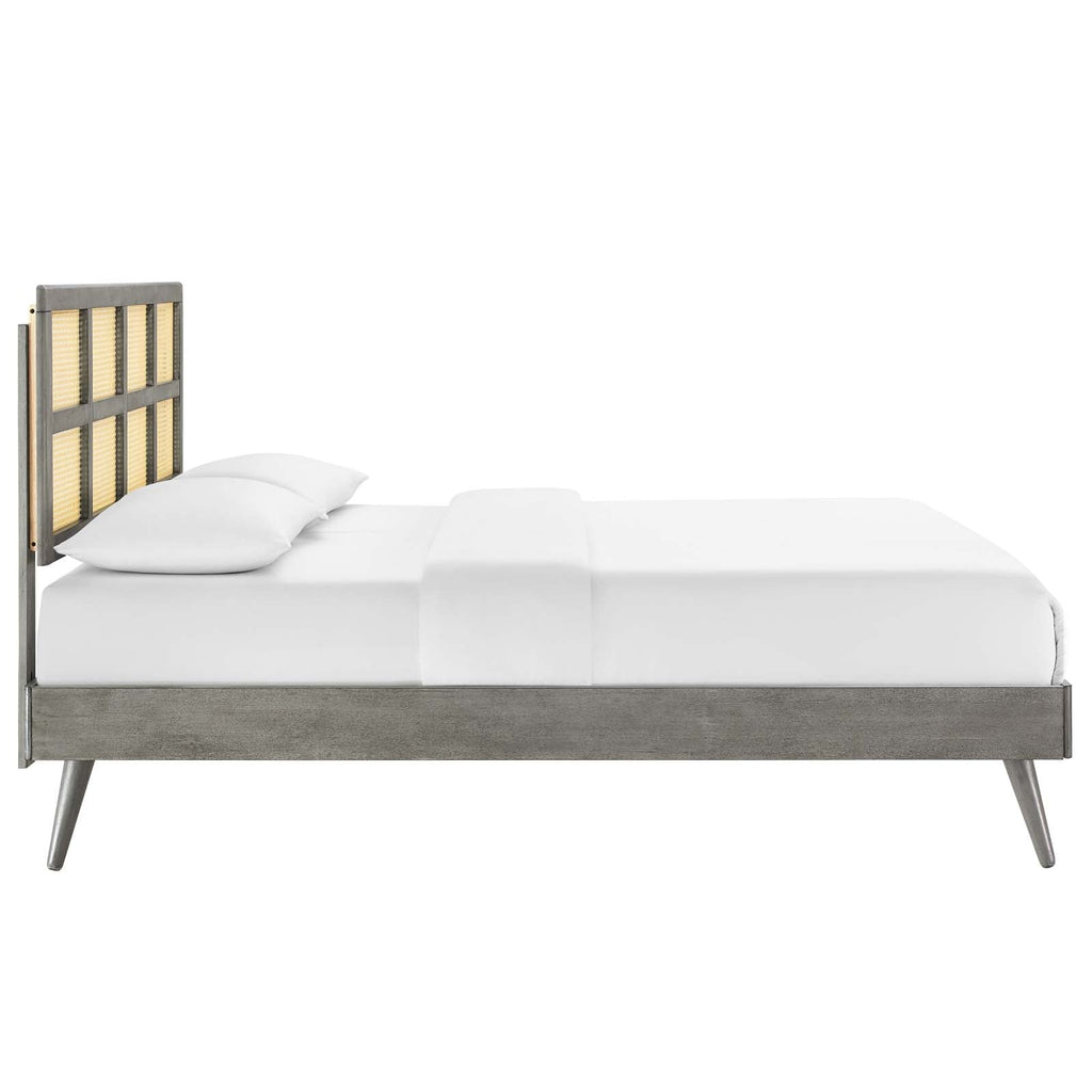 Sidney Cane and Wood Full Platform Bed With Splayed Legs by Modway