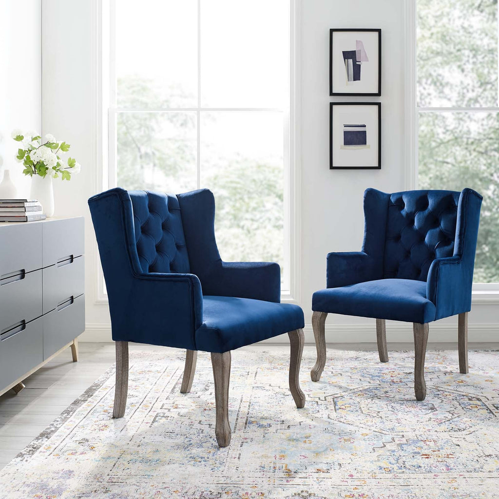 Realm Performance Velvet Armchair Set of 2 by Modway