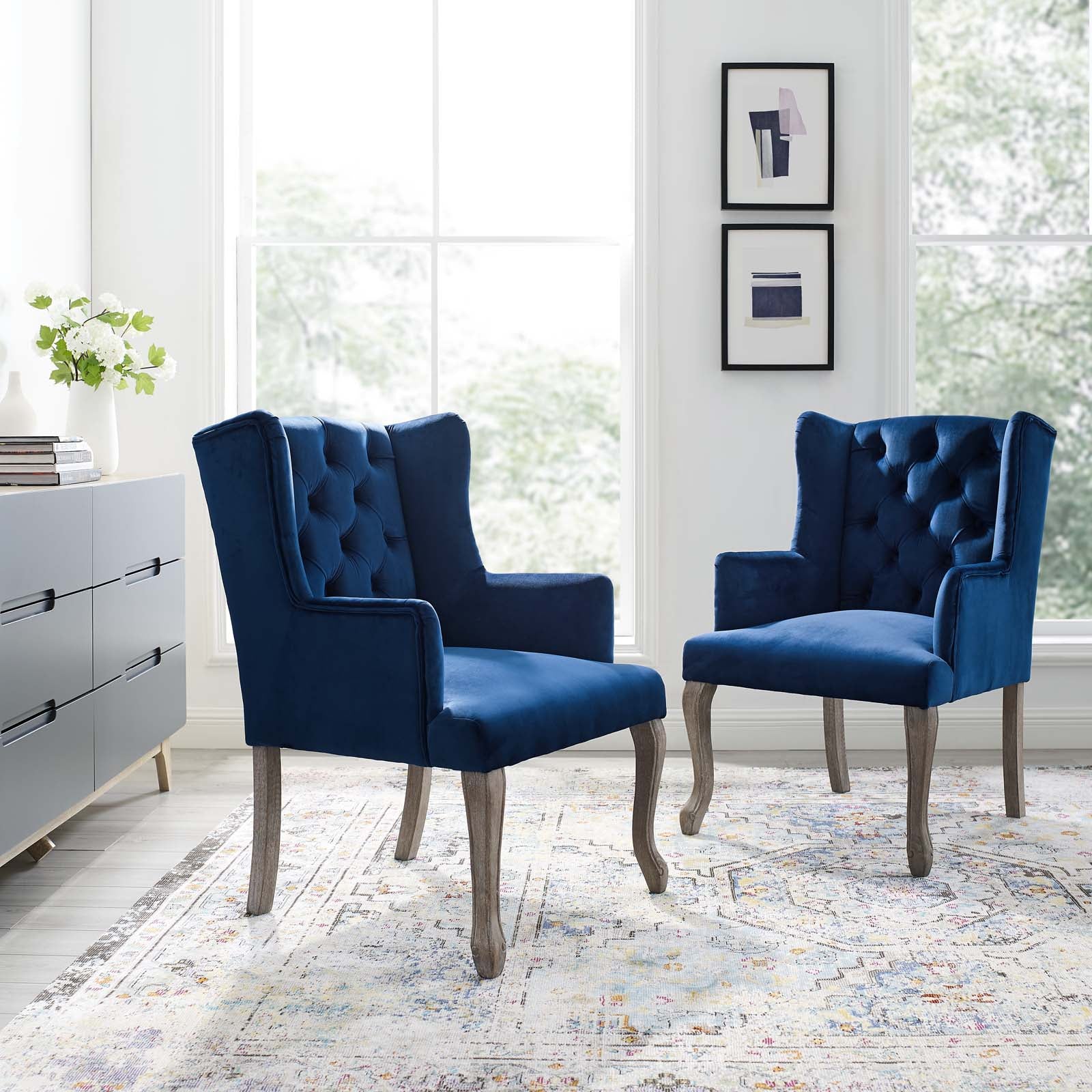 Realm Performance Velvet Armchair Set of 2 by Modway