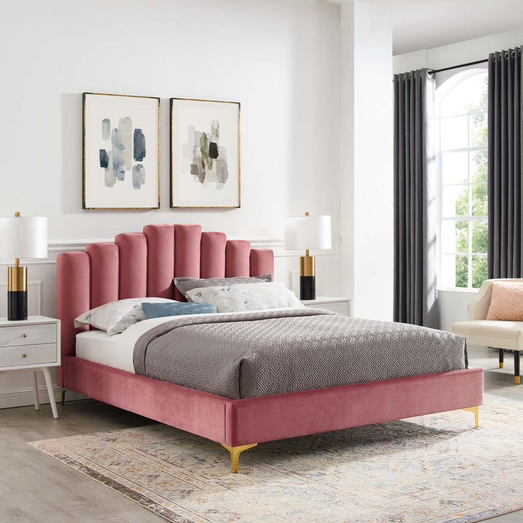 Olivia Performance Velvet Queen Platform Bed by Modway