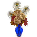 Peony in Blue Vase Artificial Arrangement