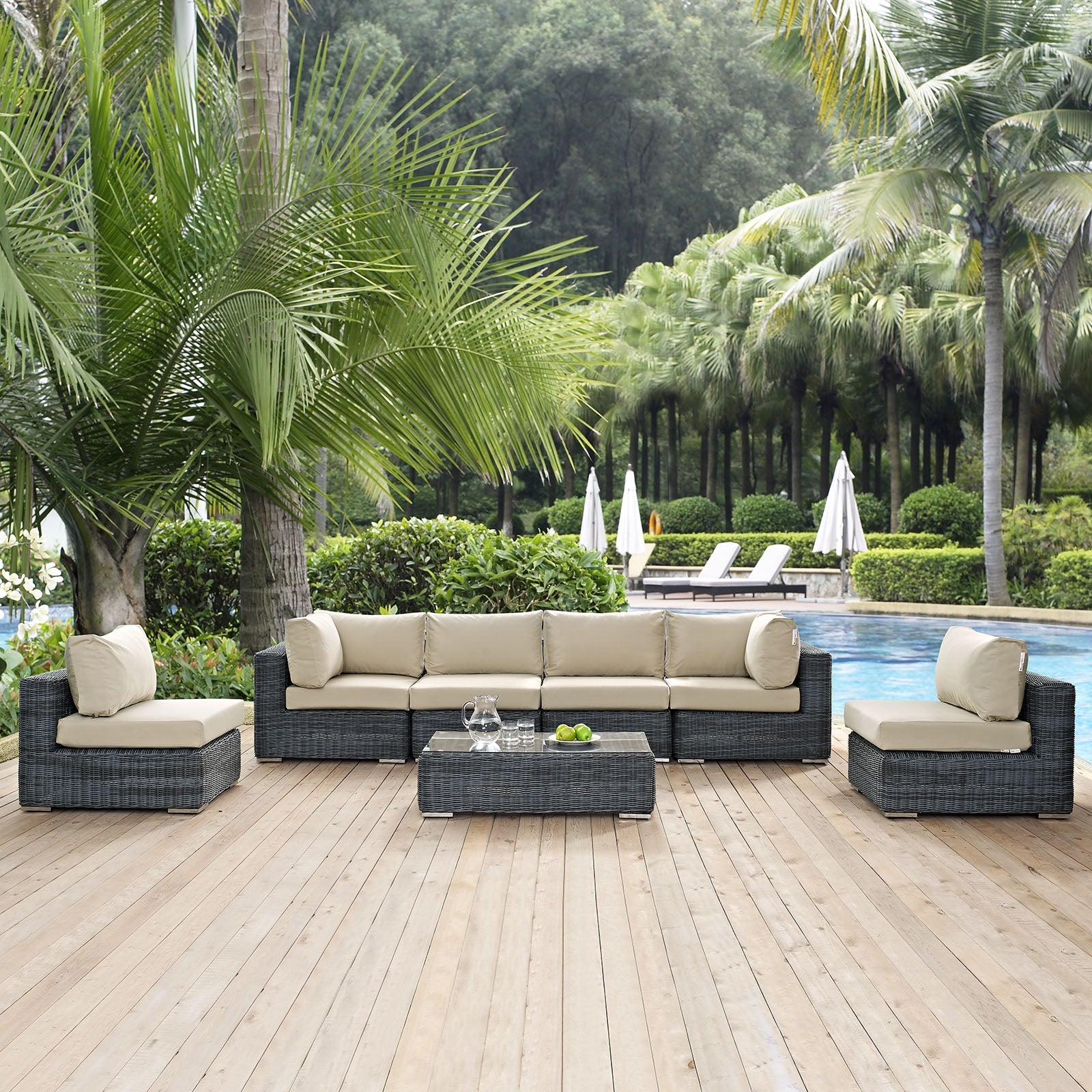 Summon 7 Piece Outdoor Patio Sunbrella¨ Sectional Set by Modway