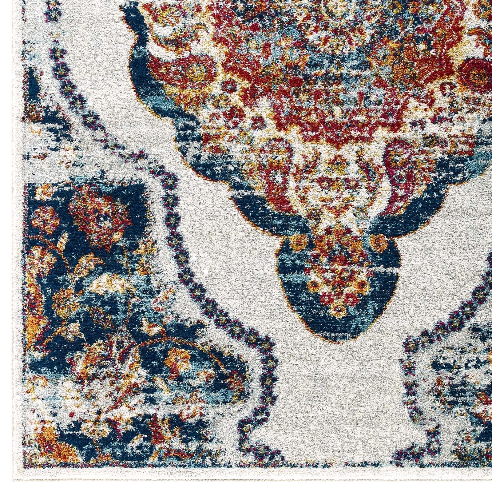 Entourage Malia Distressed Vintage Floral Vintage Medallion 8x10 Area Rug by Modway