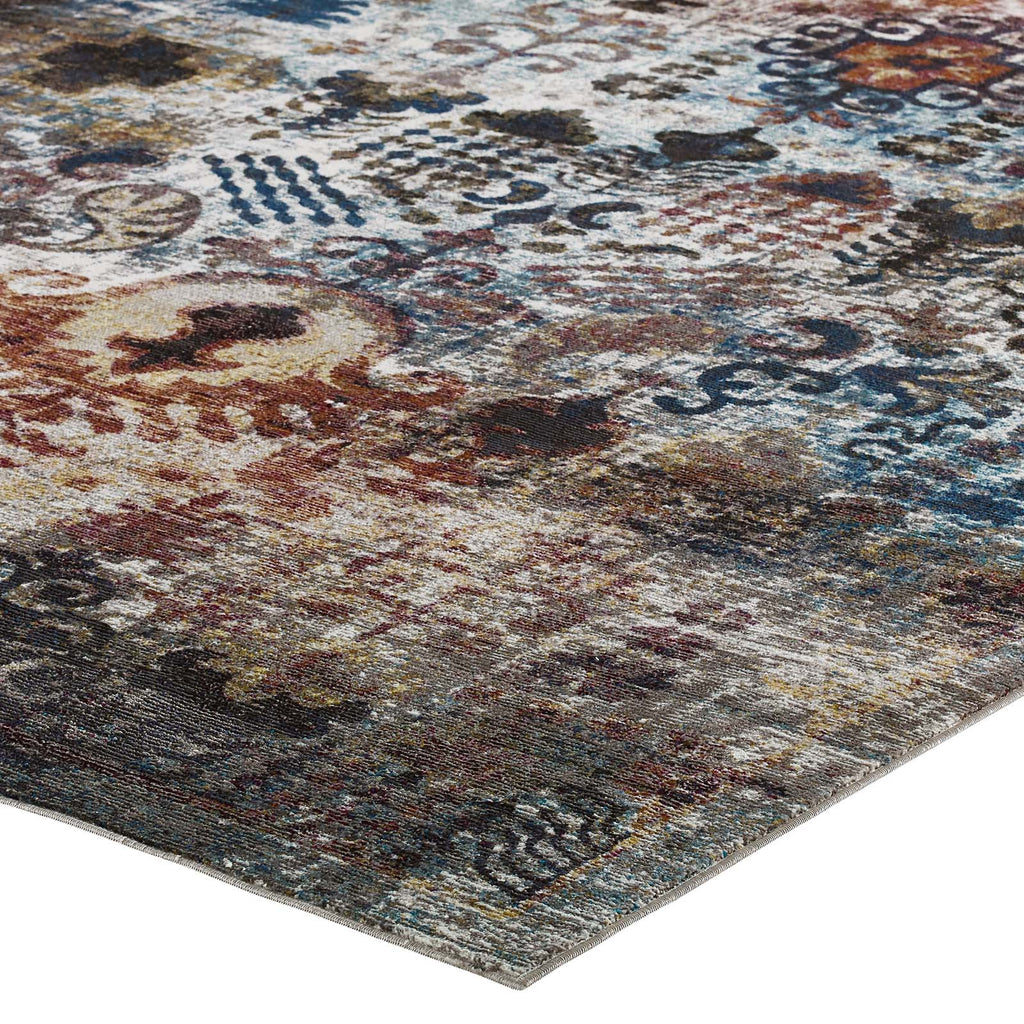 Success Tahira Transitional Distressed Vintage Floral Moroccan Trellis 4x6 Area Rug by Modway