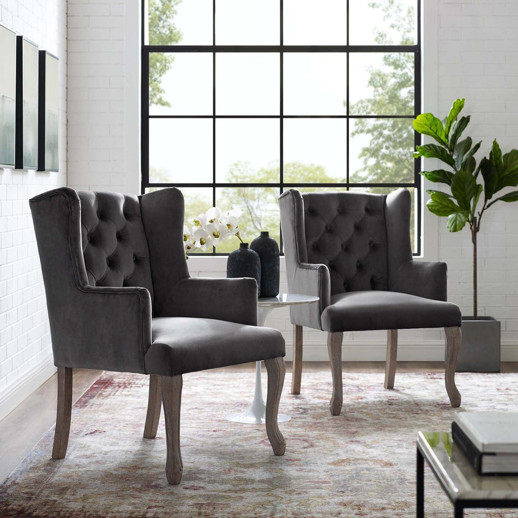 Realm Performance Velvet Armchair Set of 2 by Modway