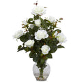 Rose Bush w/Vase Silk Flower Arrangement