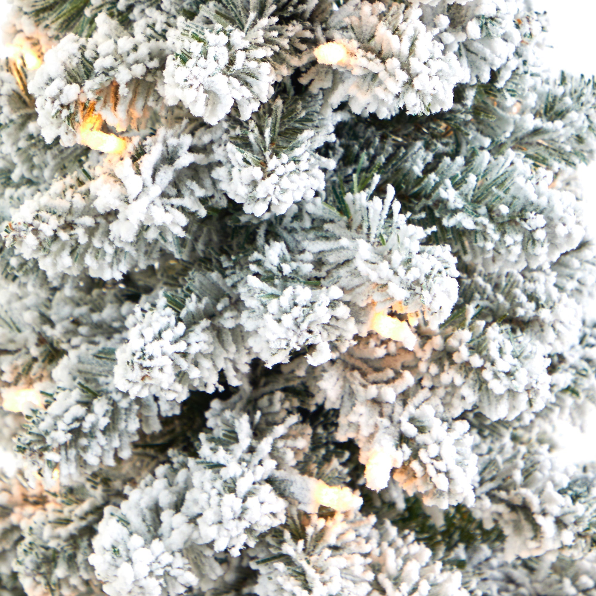 3.5' Flocked Pencil Artificial Christmas Tree w/ 50 Clear Lights & 132 Bendable